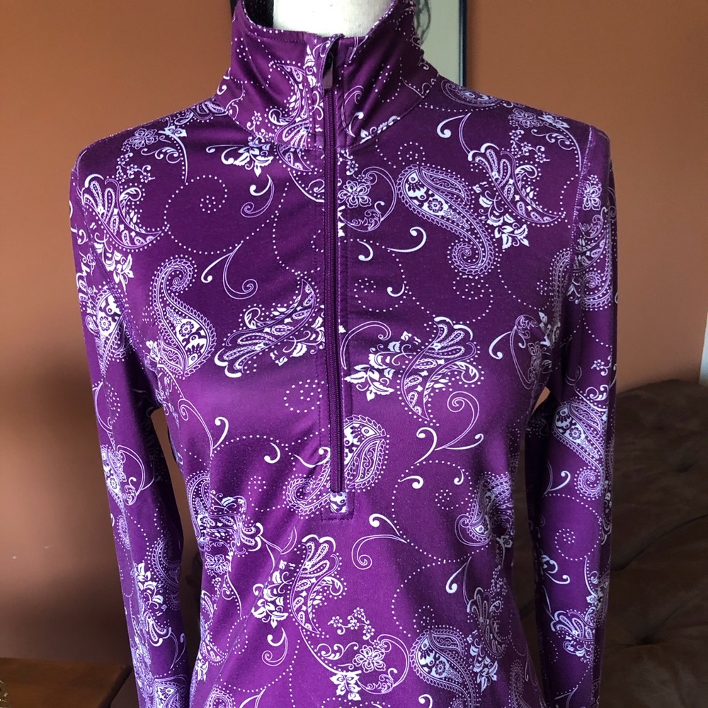 Athleta Plum And White Patterned Pullover - image 2